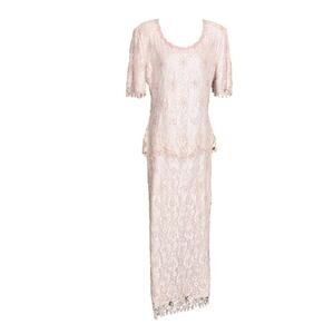 NWT Scala Beaded Lace Mother of Bride dress Gown Petal Pink Large new oldstock